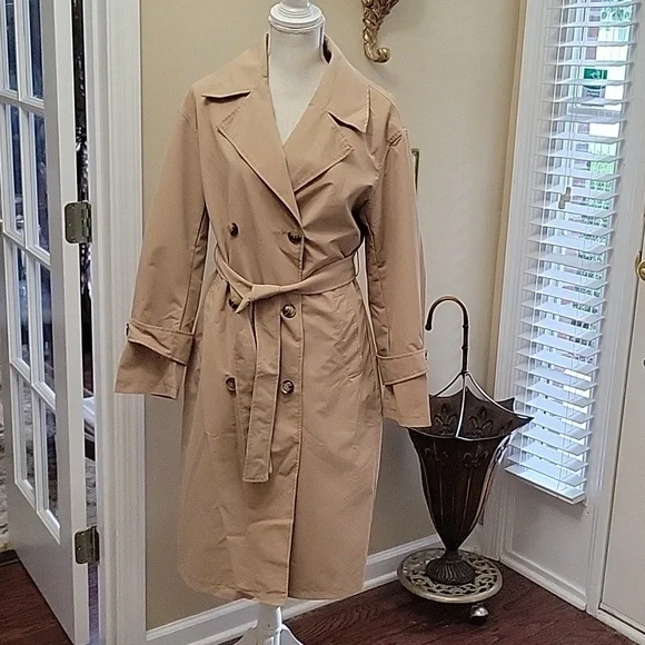 Risissida double breasted trench coat water resistant loose oversize Medium New… - Picture 2 of 12